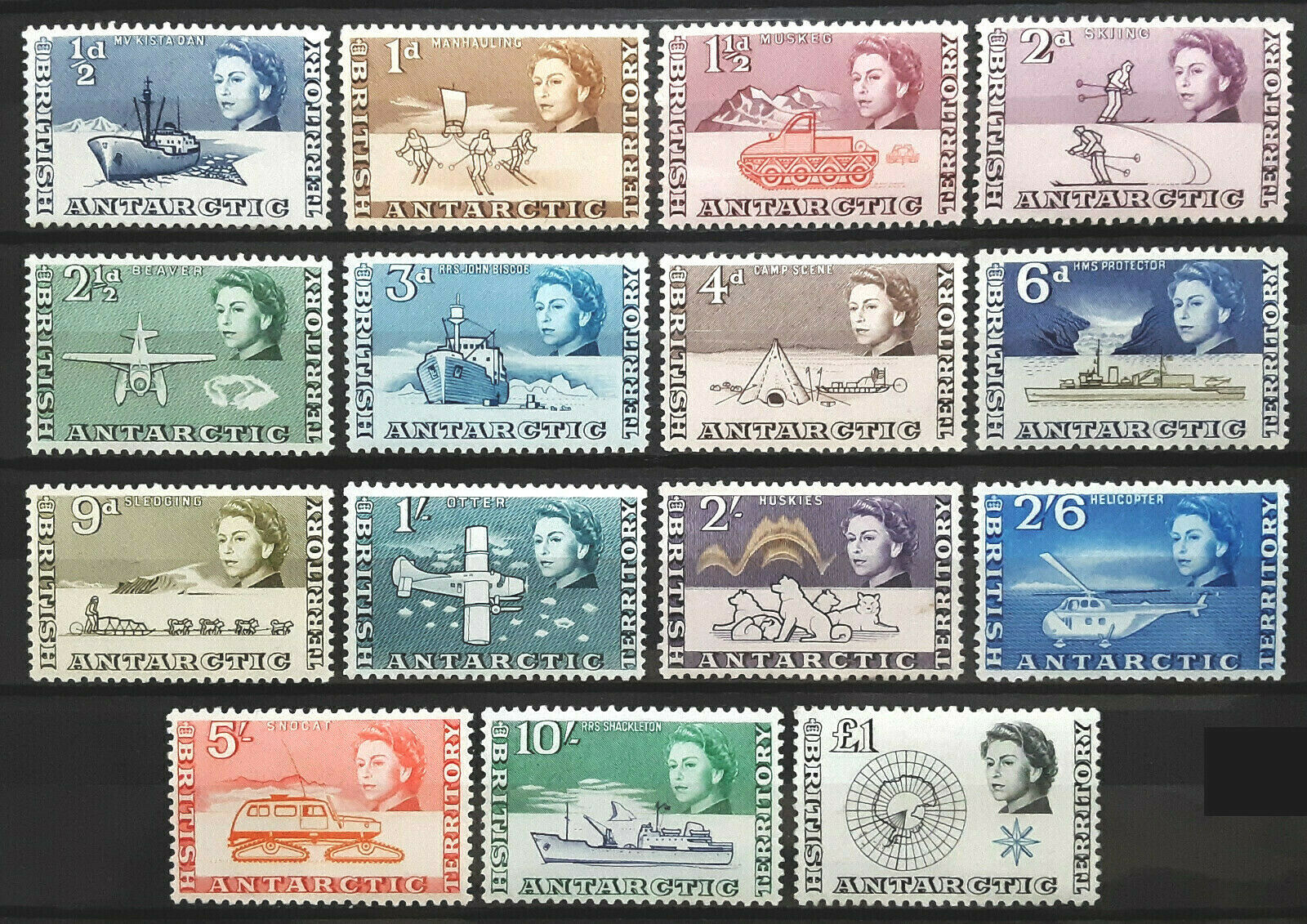 British Antarctic Territory Stamp 1963 Elizabeth Ii Scott # 1-15 Sg1-15 Mint Nh