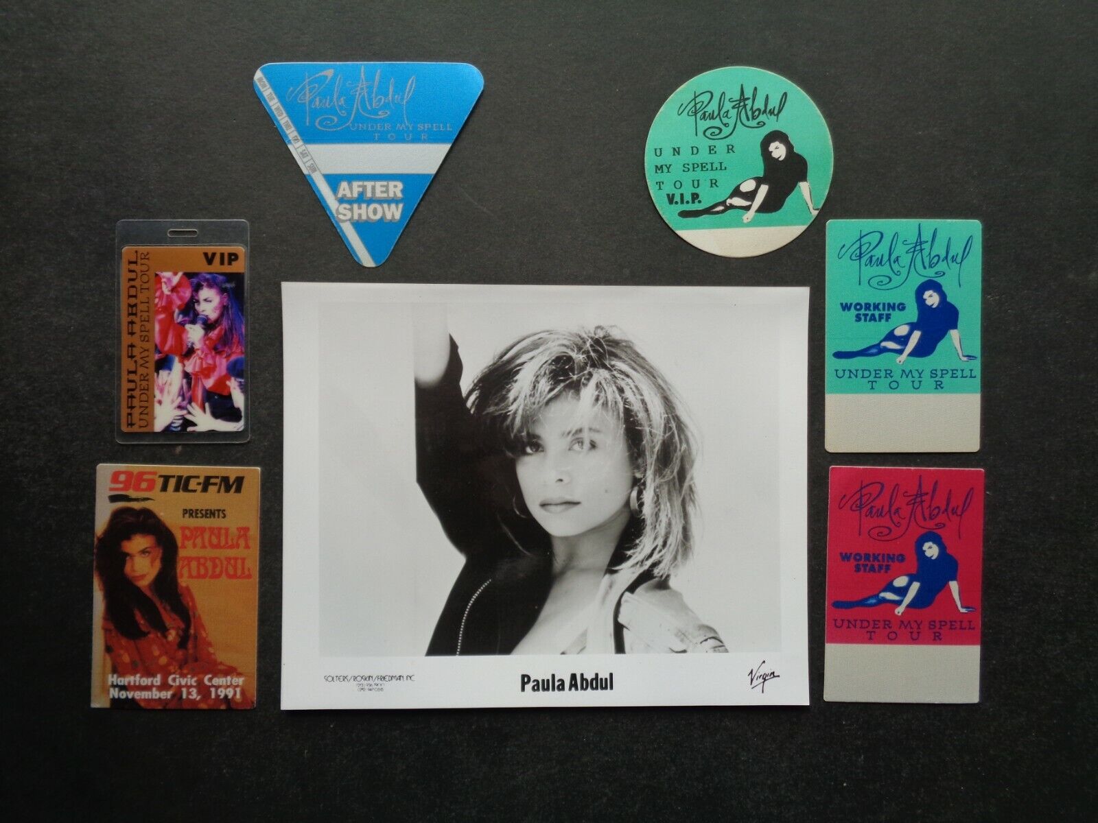 Paula Abdul,b/w Promo Photo,6 Vintage Otto Backstage Passes